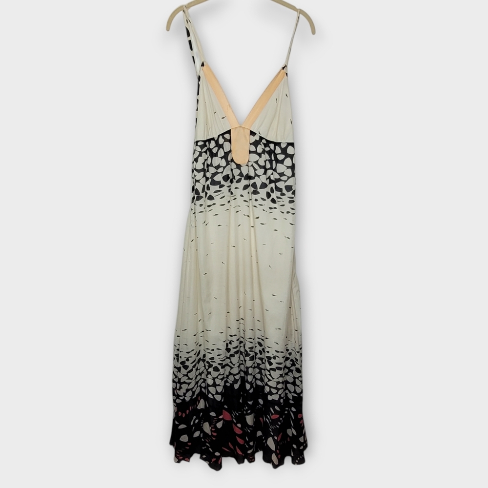Anthropologie Black and Cream Sleeveless Plunge Gown - Picture 2 of 8
